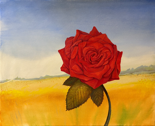 Solo Rose - original oil painting - floral - landscape - roses